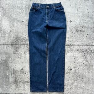 Vintage Lee Jeans Womens 14 Dark Blue High Rise USA Riders Straight Indigo 80s